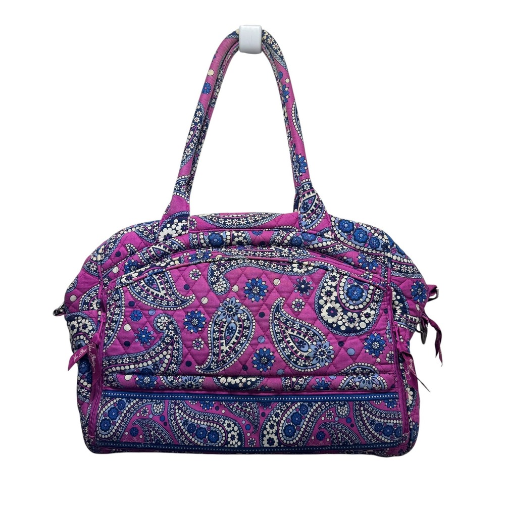 Vera Bradley Plum Crazy Quilted Paisley Duffel Travel Bag with Laptop Sleeve